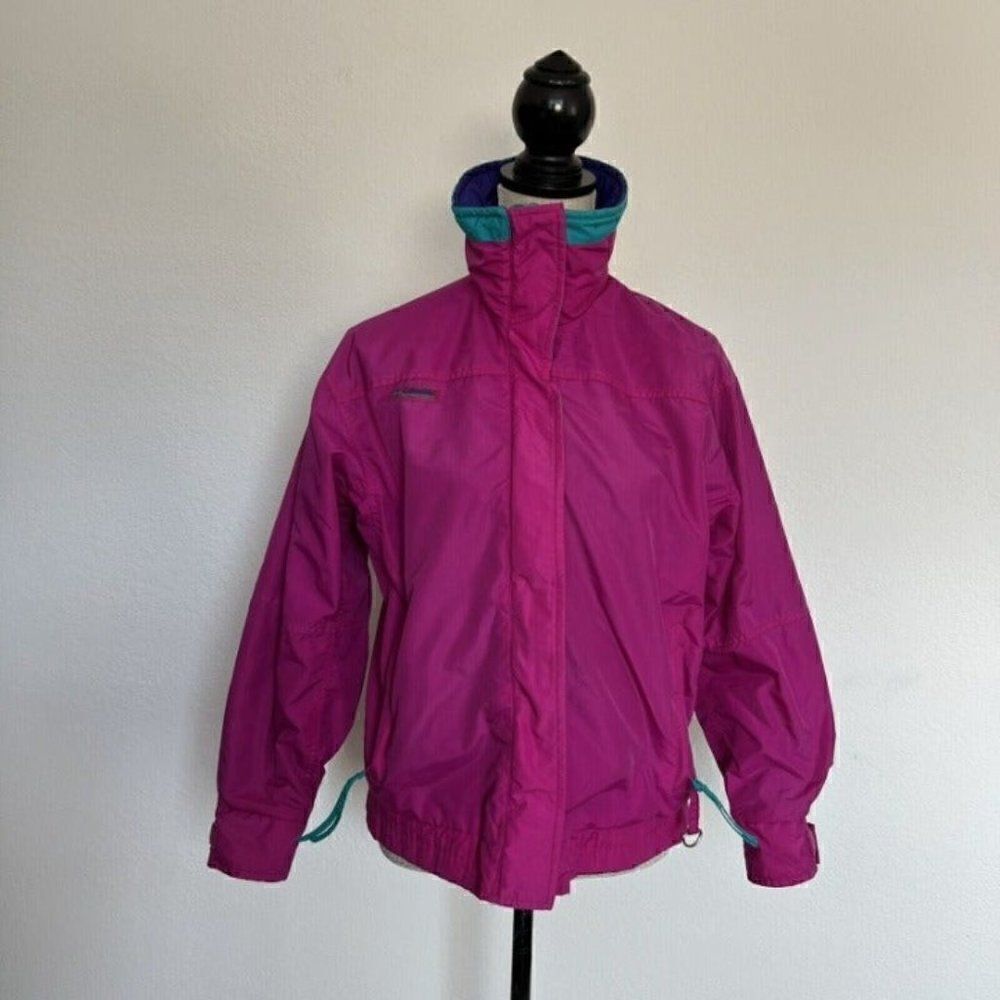 VTG Columbia Sportswear Womens Magenta Pink Bugaboo Nylon Ski Jacket Windbreaker